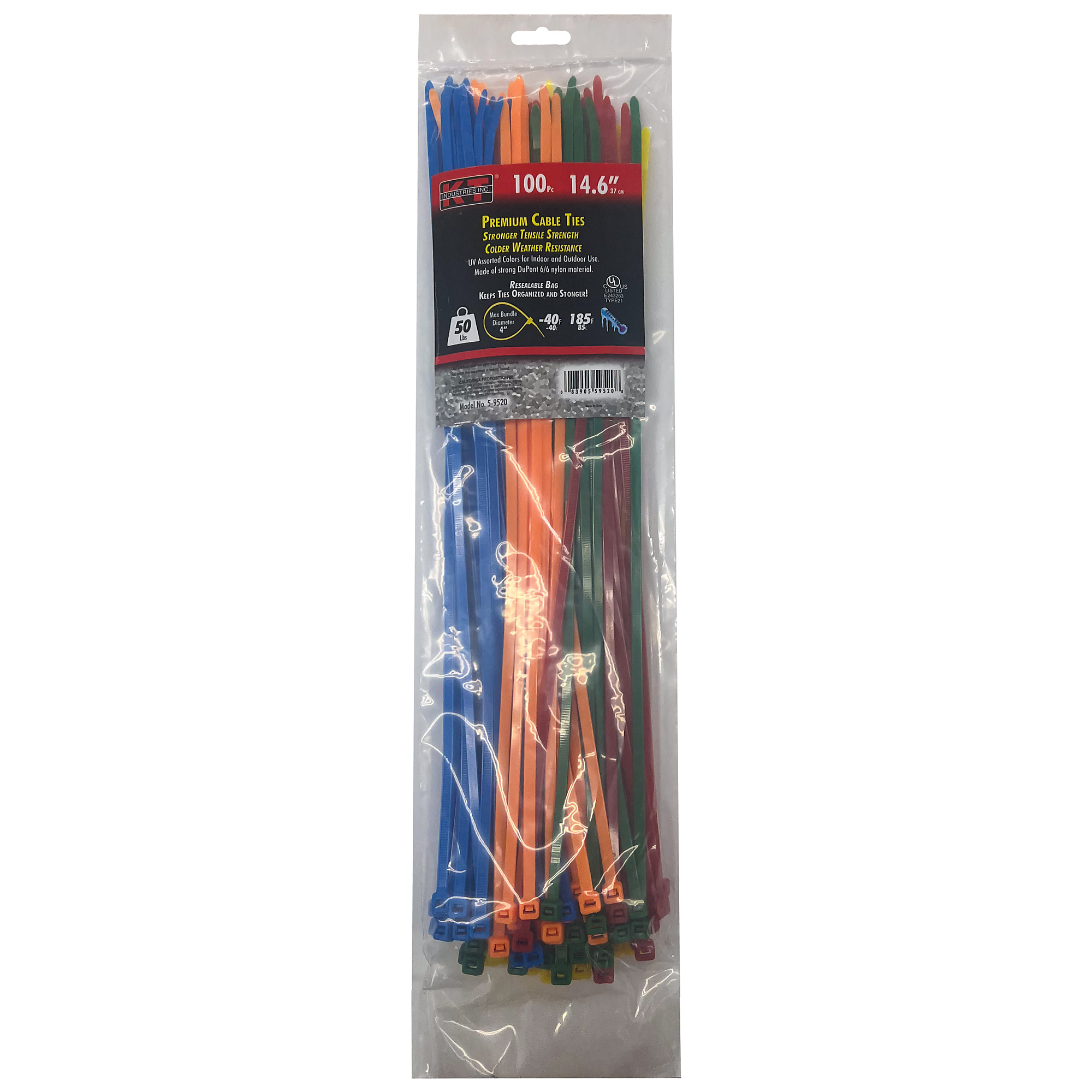 K-T Industries, 14.6" Assorted Color Std. Duty, 100/Pk, Model # 5-9520